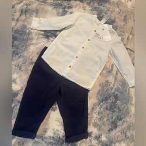 NWT Toddler Boy H&M Button Up Shirt & Pants Set